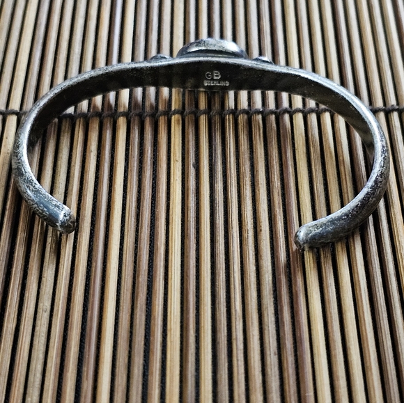 Sterling Silver Navajo Lapis Cuff Bracelet (Vintage) - Picture 5 of 12